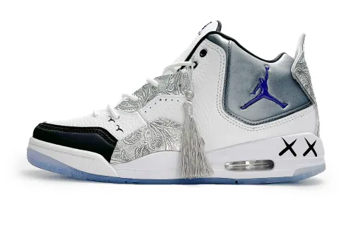 Jordan Courtside 23 Slip Resistant Mid top Vintage Basketball Shoes Unisex Silver