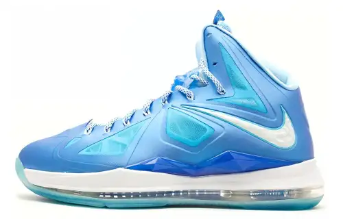 Nike Lebron 10 Blue Diamond Practical Round Head Lace Unslip Lightweight Middle Top Basketball Shoes Men's Blue
