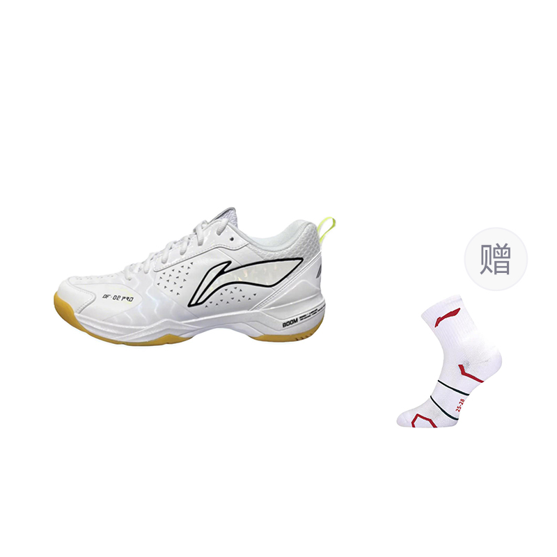 Li Ning Cushioning, Wear Resistant Low top Badminton Shoes Unisex White