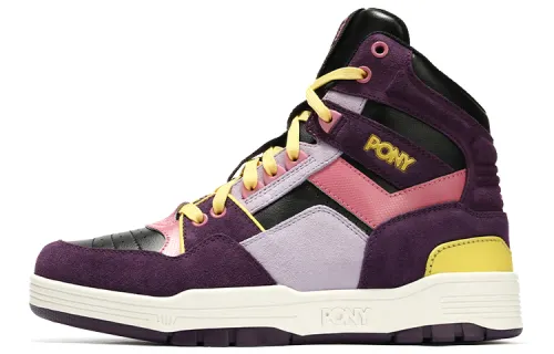Pony Casual Sports Abrasion Resistant High top Vintage Basketball Shoes Unisex Dark Purple