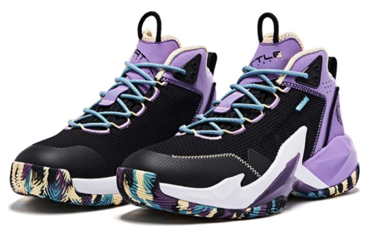 QIAODAN Slip Resistant Abrasion Resistant High top Basketball Shoes Men’s Black Purple