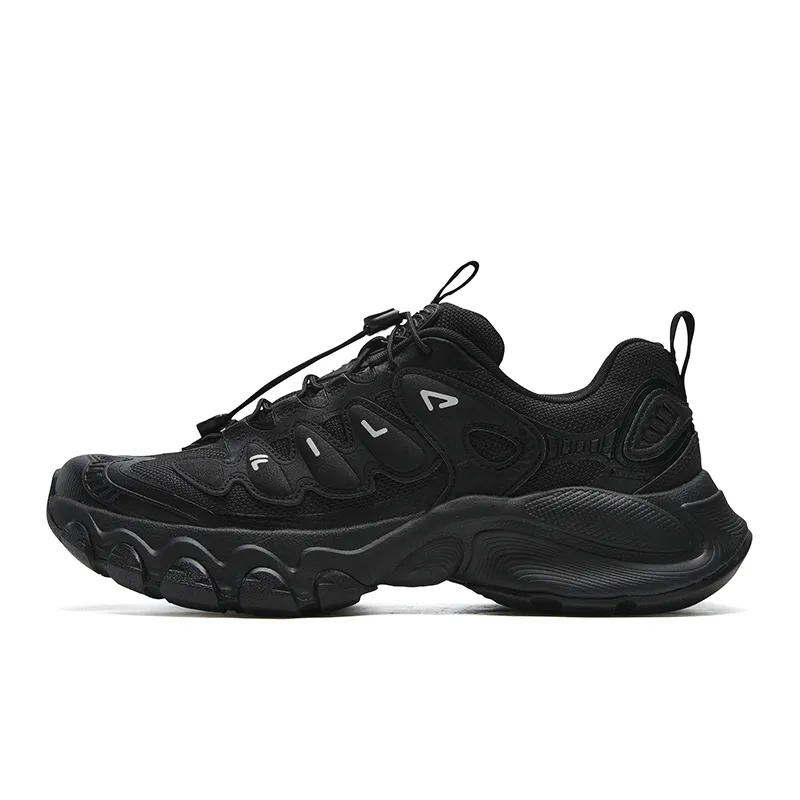 FILA TRUFFLE Cushioning Abrasion Resistant Lightweight Height Increasing Low top Chunky Sneakers Men's Black