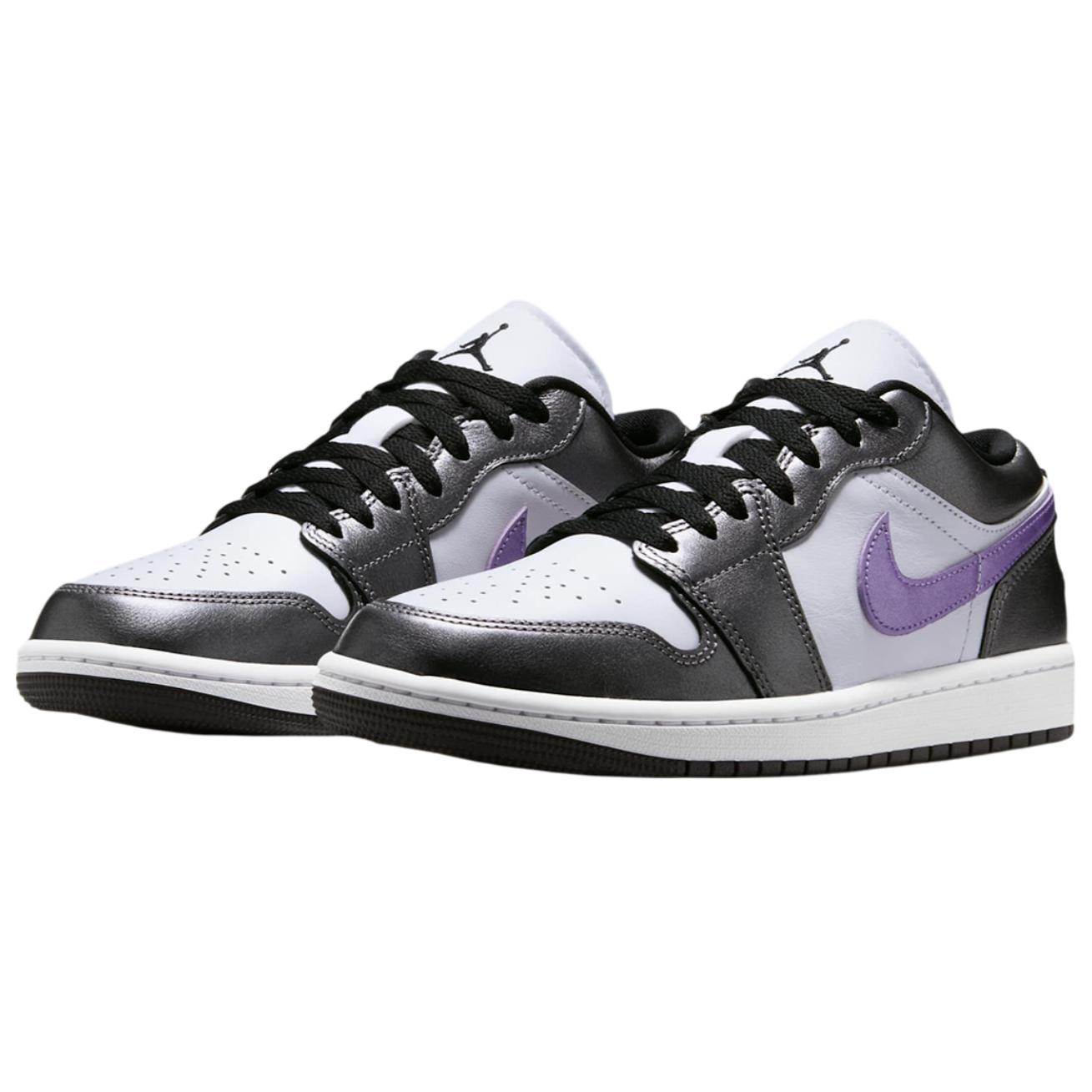 Jordan Air Jordan 1 Slip Resistant Abrasion Resistant Low top Vintage Basketball Shoes Women’s Purple Black