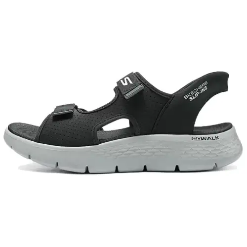 Skechers Go Walk Fle One Strap Sandals Men's Black Gray