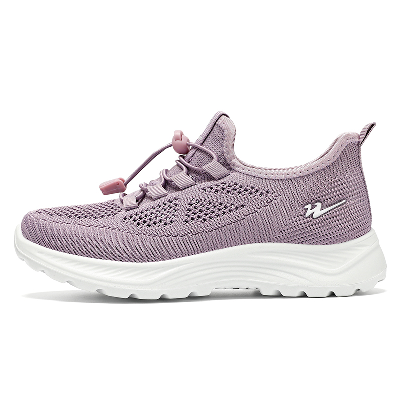 DOUBLE STAR 88 Flyknit Summer Elderly Women’s Soft Sole Middle Aged Walking Shoes, Slip on Mom Shoes, Mesh Shoes