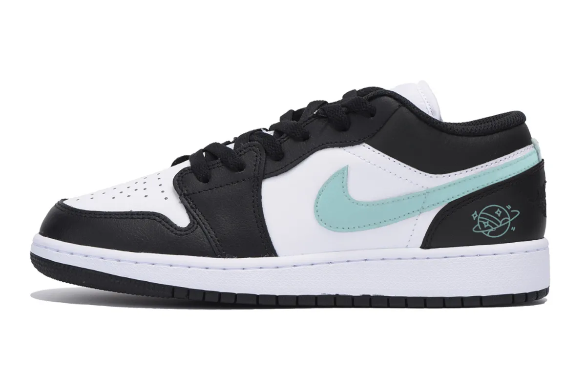 Jordan Air Jordan 1 Abrasion Resistant Slip Resistant Low top Vintage Basketball Shoes Men's Black White Green