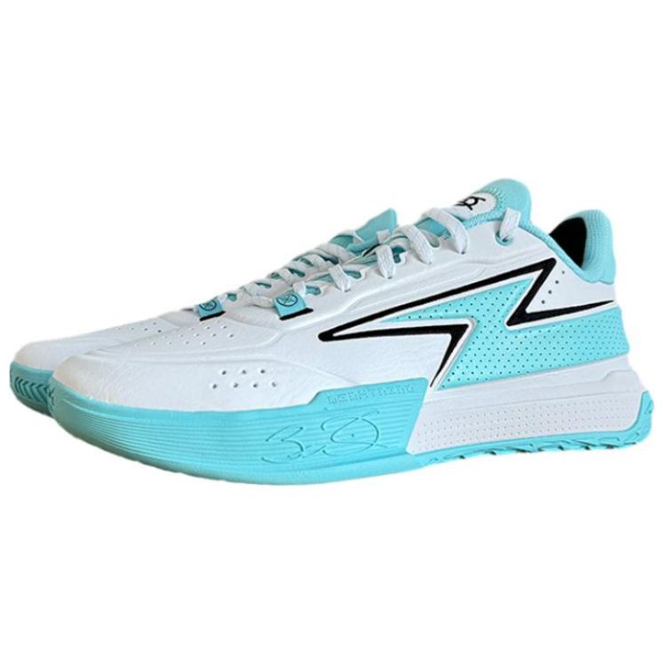 Li Ning Slip Resistant, Abrasion Resistant, Lightweight Low top Basketball Shoes Men’s White Blue