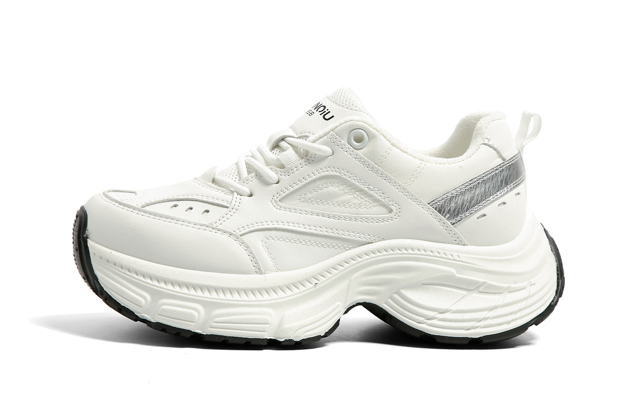 Global HUANQIU velvet and thickened second cotton, thick sole, lightweight and versatile for student leisure sports, shock-absorbing, non-slip, wear-resistant and high-rise, low-top dad shoes, women's style