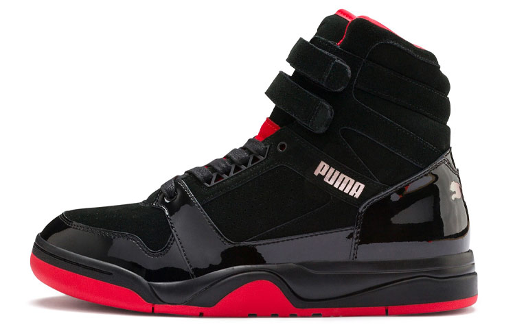PUMA Palace Guard Mid Red Carpet Trendy Shock Absorbing Wrapped High Top Retro Basketball Shoes Men's Black Red