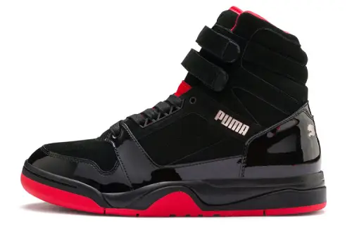 PUMA Palace Guard Mid Red Carpet Trendy Shock Absorbing Wrapped High Top Retro Basketball Shoes Men's Black Red