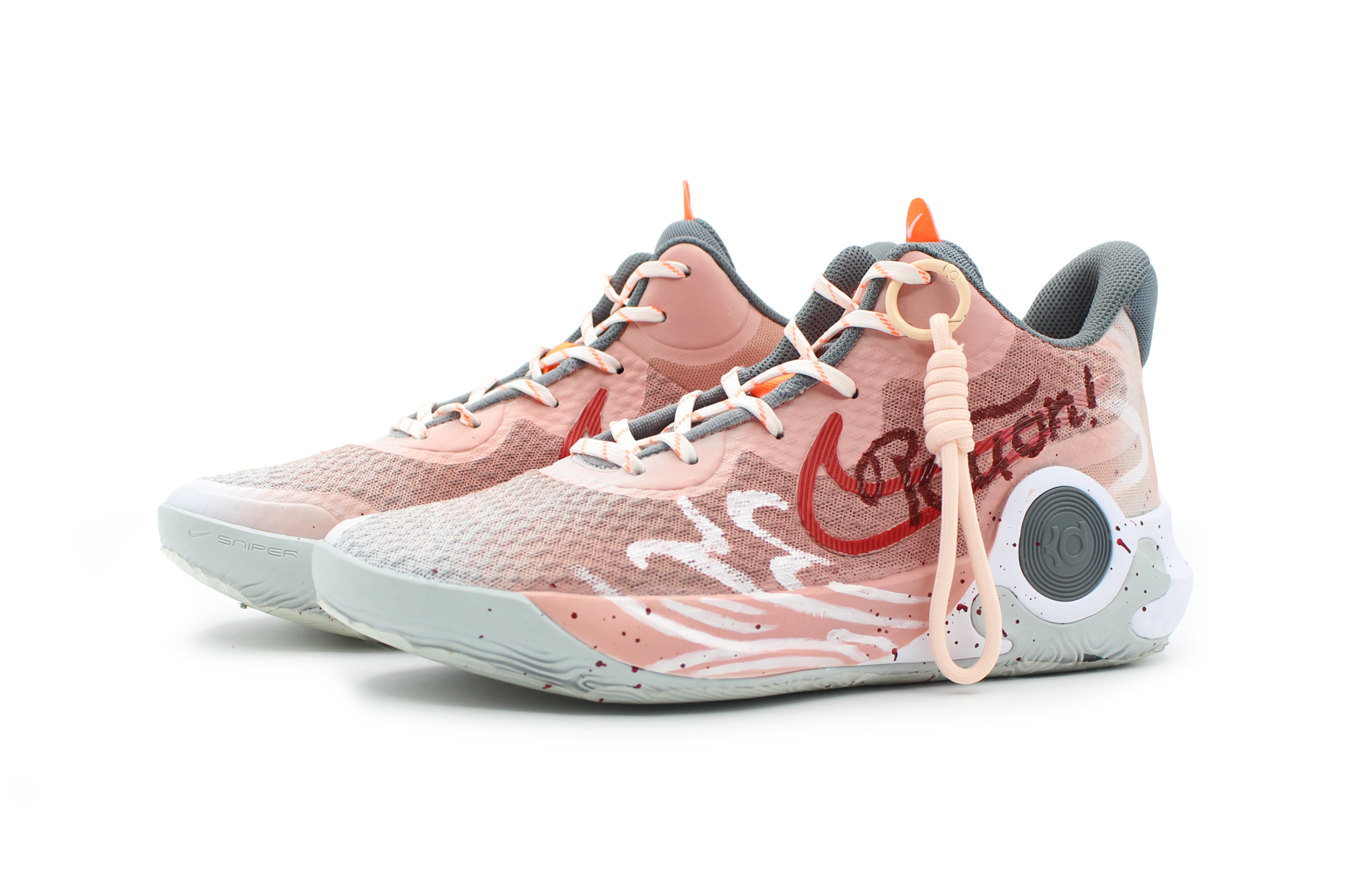 Nike KD Trey 5 IX Mesh Slip Resistant Abrasion Resistant Mid top Basketball Shoes Unisex Gray Pink