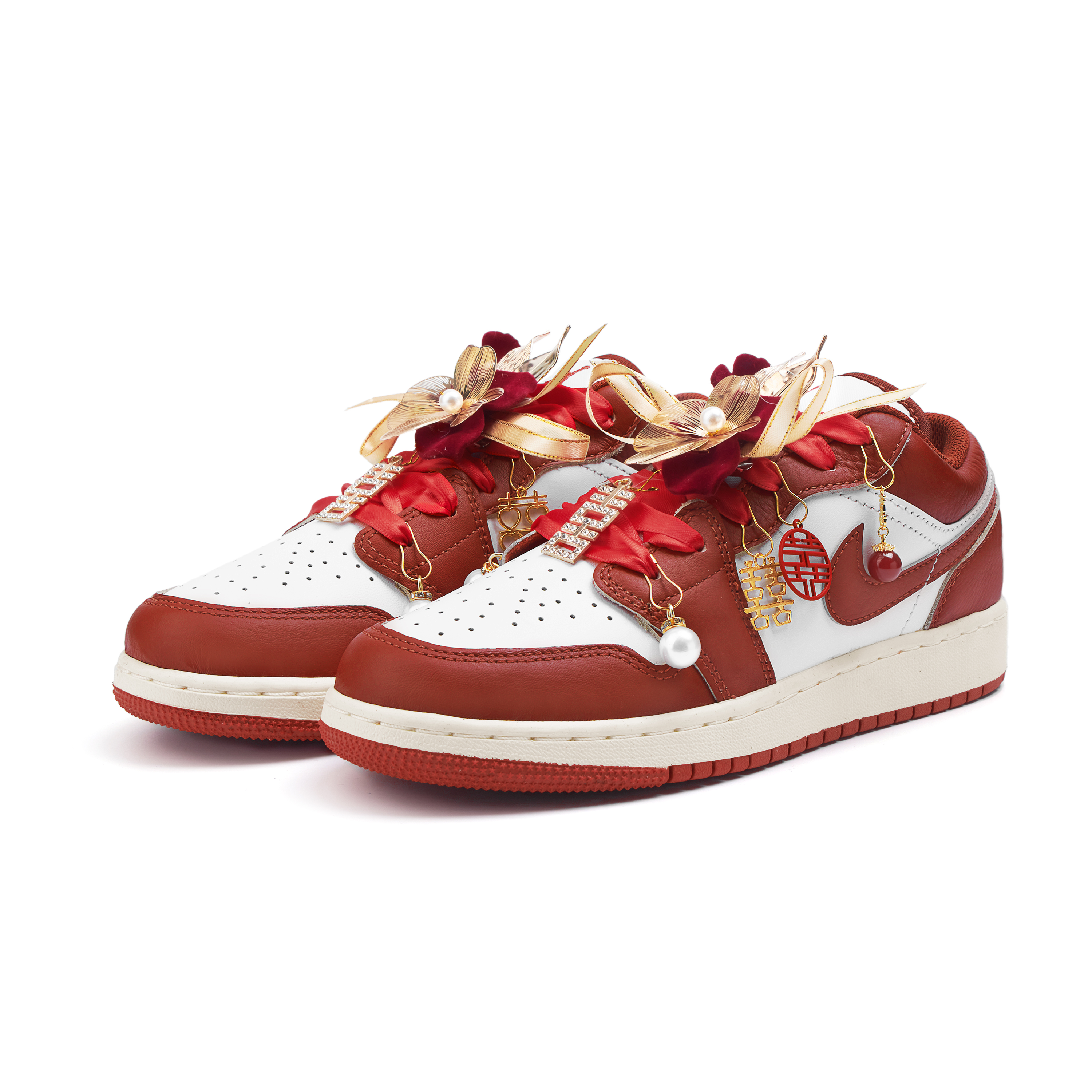 Jordan Air Jordan 1 Abrasion Resistant Slip Resistant Low top Vintage Basketball Shoes Women’s Red
