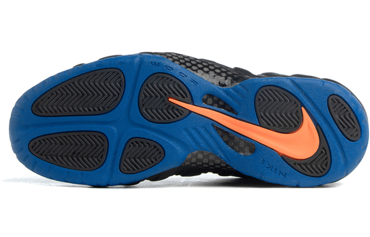 Мужские кроссовки Nike Foamposite Pro knicks (черно-синие) — Чёрный / синий / оранжевый — фото 5