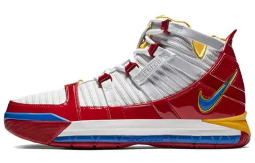 Nike Lebron 3 PE Superman James OG model third generation non-slip lightweight mid-top retro basketball shoes men and women same style white and red
