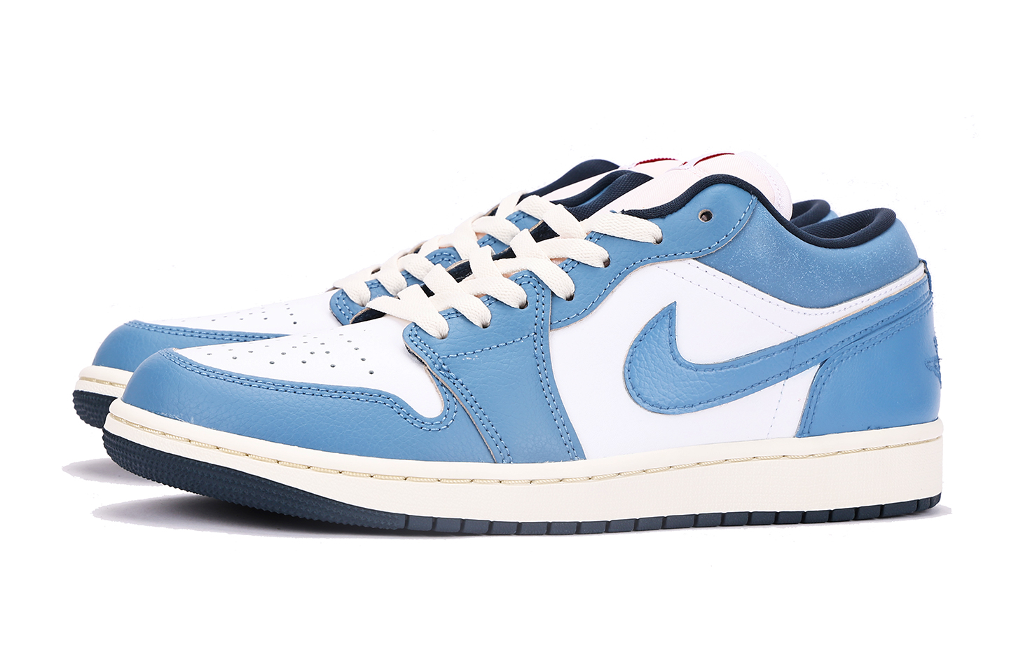 Jordan Air Jordan 1 Slip Resistant Abrasion Resistant Low top Vintage Basketball Shoes Men’s White Blue