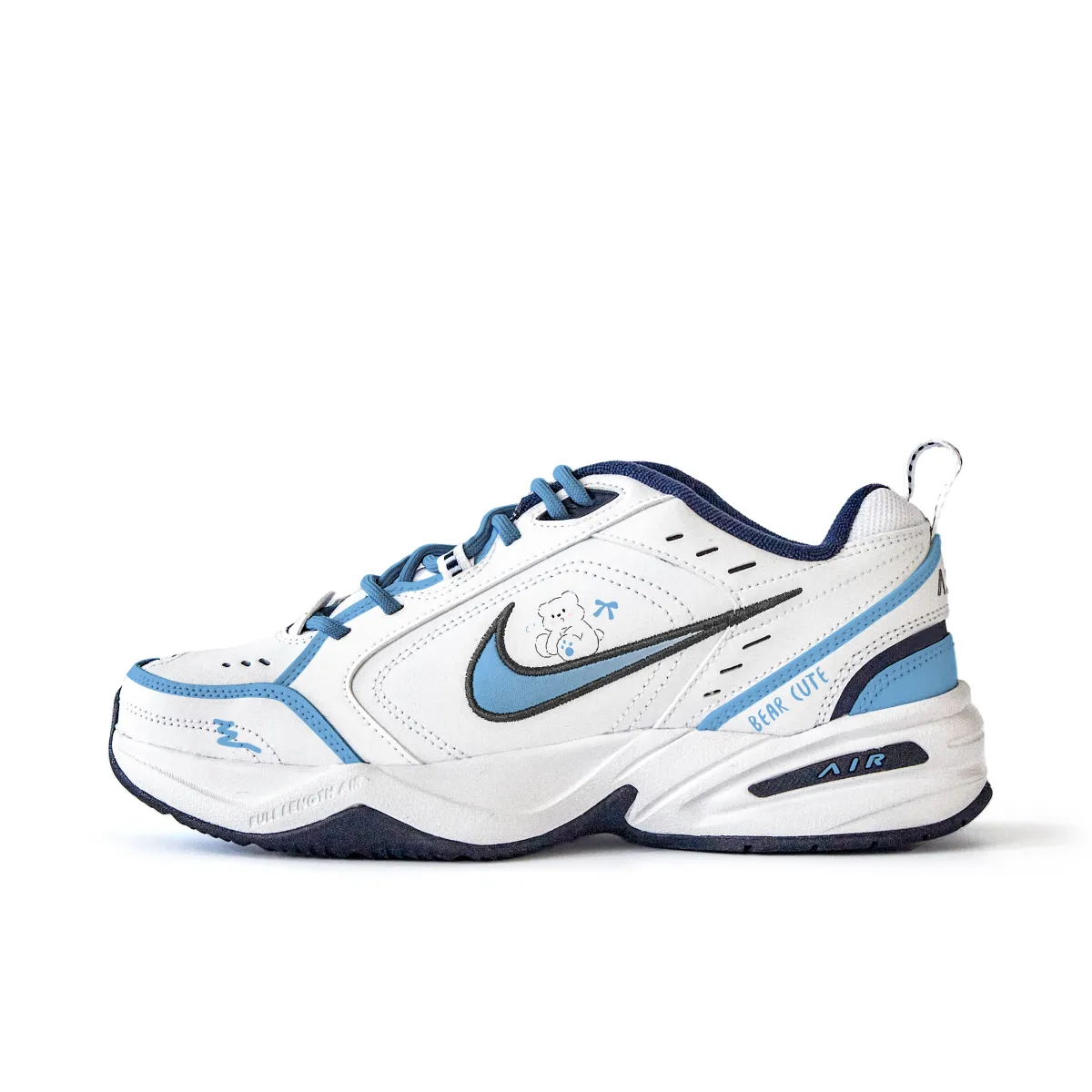 Nike Air Monarch 4 Slip Resistant Abrasion Resistant Low top Chunky Sneakers Unisex White Blue