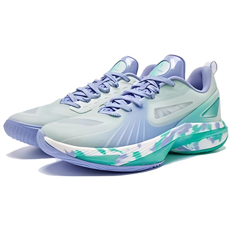 QIAODAN Anti Slip Wear Resistant Low Top Basketball Shoes Men’s Purple Green