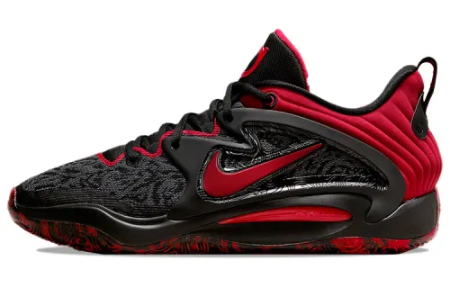 Nike KD 15 Durant 15 round toe lace-up, shock-absorbing, non-slip, wear-resistant, wrapping support, low-top practical basketball shoes, men's style, black and red, foreign version