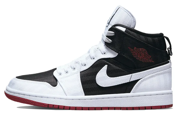 Jordan 1 Mid Se Utility Canvas White Black Gym Red Women's