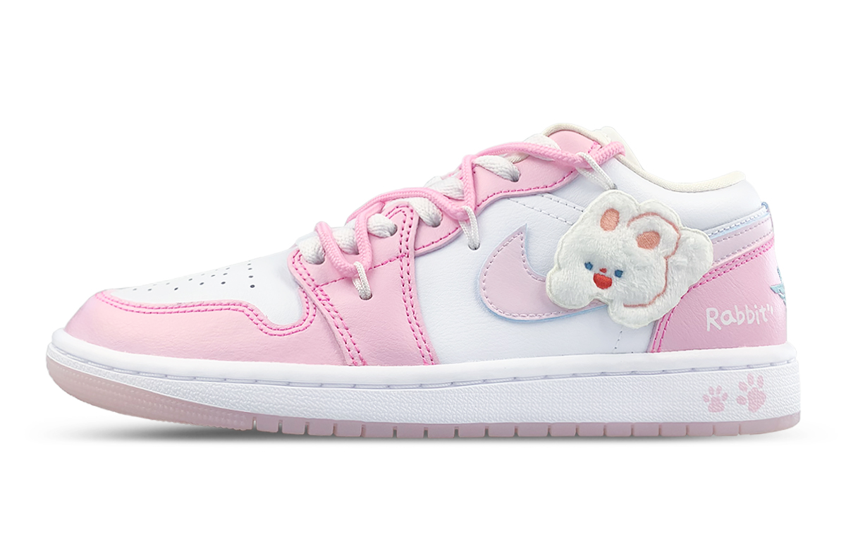 Jordan Air Jordan 1 Abrasion Resistant Slip Resistant Low top Vintage Basketball Shoes Women’s White Pink