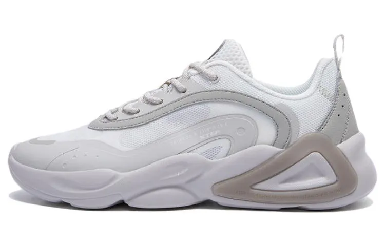XTEP Comfortable Slip Resistant, Abrasion Resistant, Breathable Low top Chunky Sneakers Men's White Gray