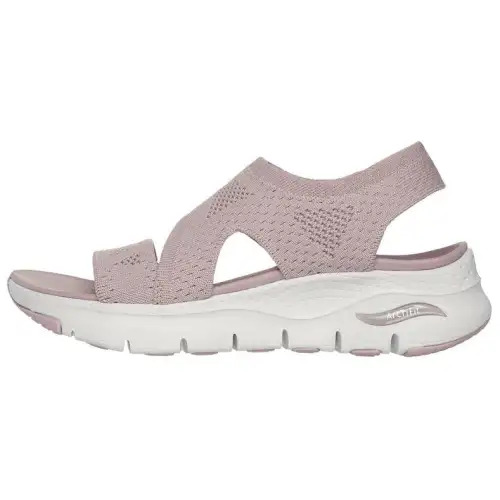 Skechers Arch Fit One Strap Sandals Wedge Heel Women's Pink Brown