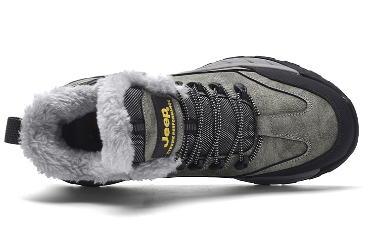Jeep Fleece Lined Collection Thickened Mid top Outdoor Shoes Men’s Gray