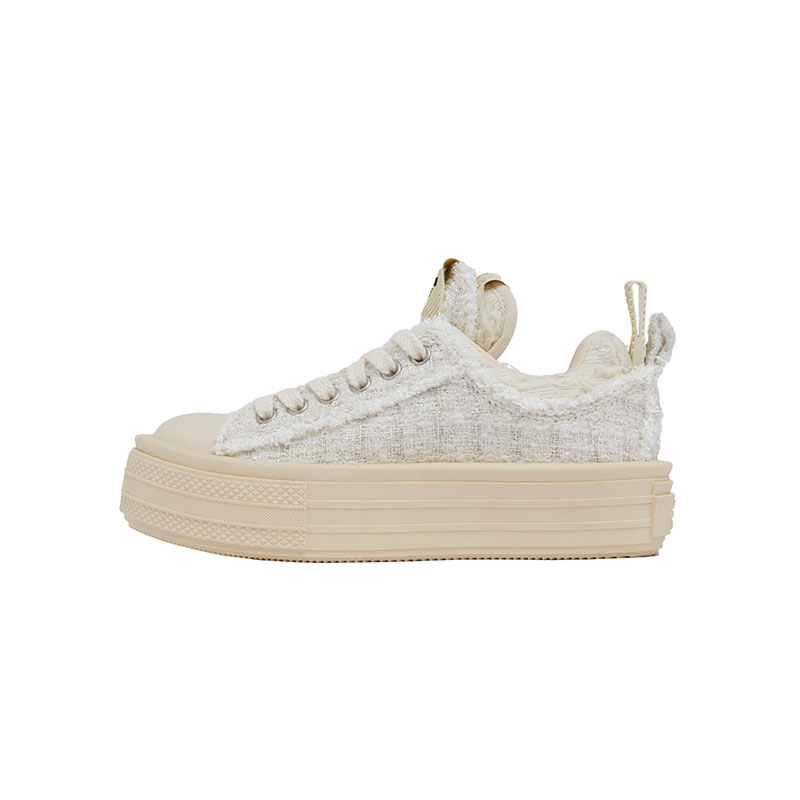 Foreshadow 'Double Uni' 2.0 Low top Canvas Shoes Unisex Vanilla White