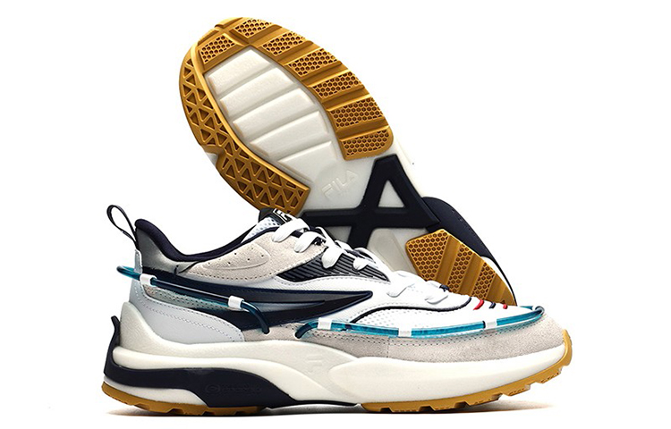 Мужские кроссовки Fila FUSION (серо-бело-синие) — Серыйбелый / синий — фото 6