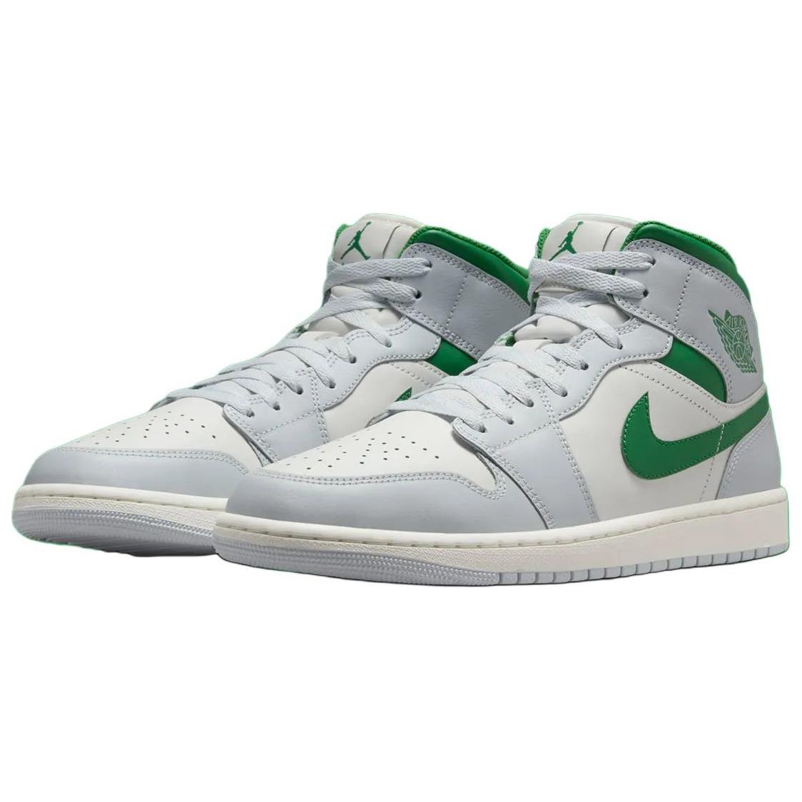 Jordan 1 Mid White Pure Platinum Pine Green
