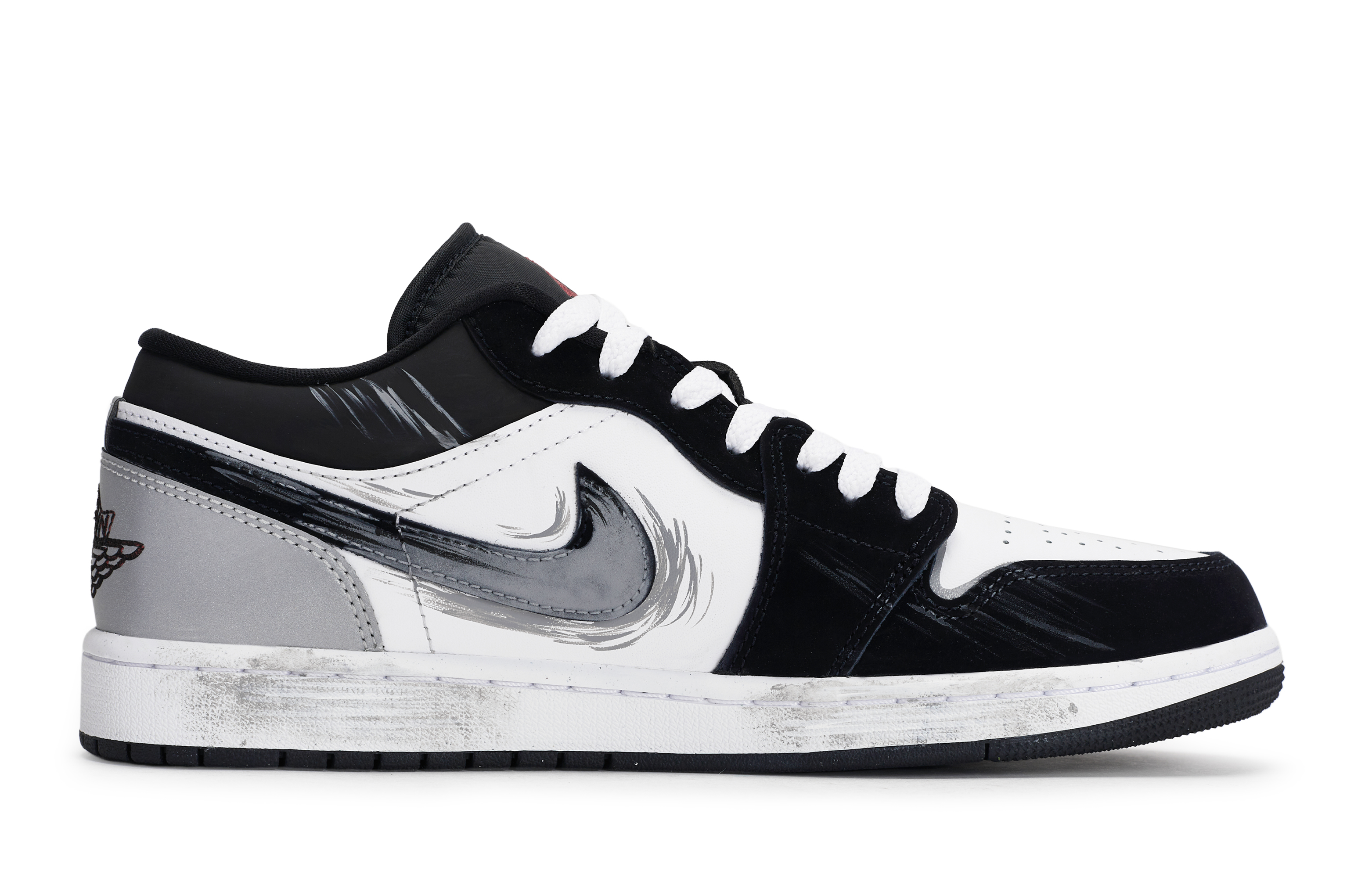 Jordan Air Jordan 1 Vintage Basketball Shoes Men’s Low Top Black/White/Gray/Silver