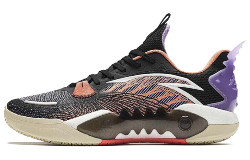 Anta Shock Wave 5 Team Cushioning Abrasion Resistant Low top Basketball Shoes Men's Black Purple
