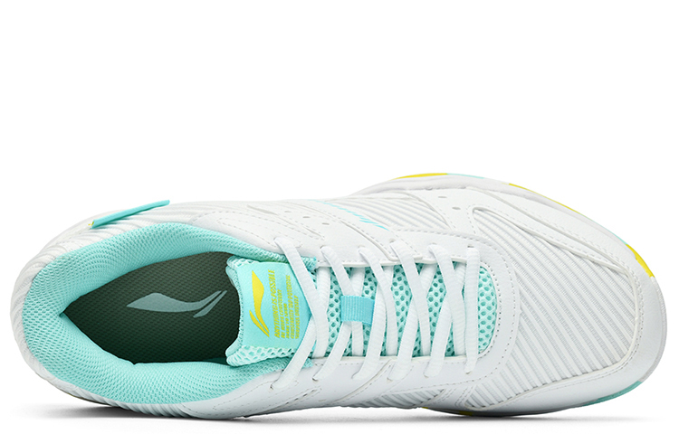 Li Ning Rocket Family, Long Wind Textile, Synthetic Leather Slip Resistant Low top Badminton Shoes Unisex White Green