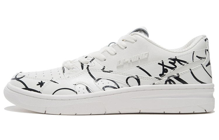 Artist DFT x LiNing Li Ning two-layer cowhide, comfortable, shock-absorbing, non-slip, wear-resistant, lightweight and rebound, low-cut retro basketball shoes, men's style, white and black