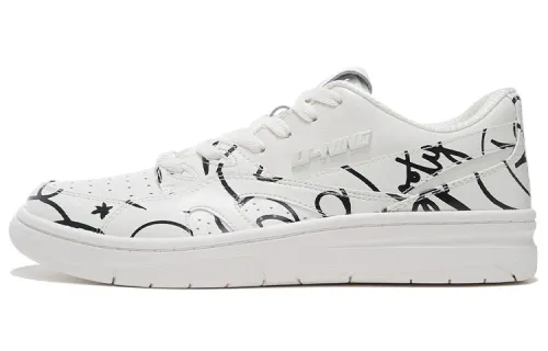 Artist DFT x LiNing Li Ning two-layer cowhide, comfortable, shock-absorbing, non-slip, wear-resistant, lightweight and rebound, low-cut retro basketball shoes, men's style, white and black