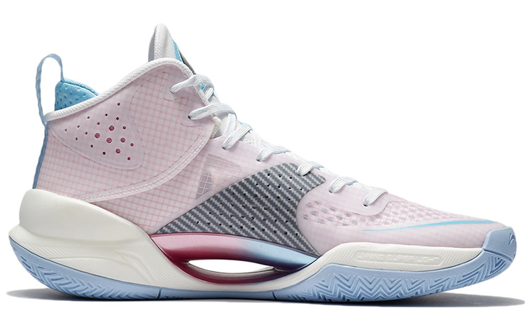Li Ning Basketball Shoes Men’s Mid Top Standard White/Peach Pink