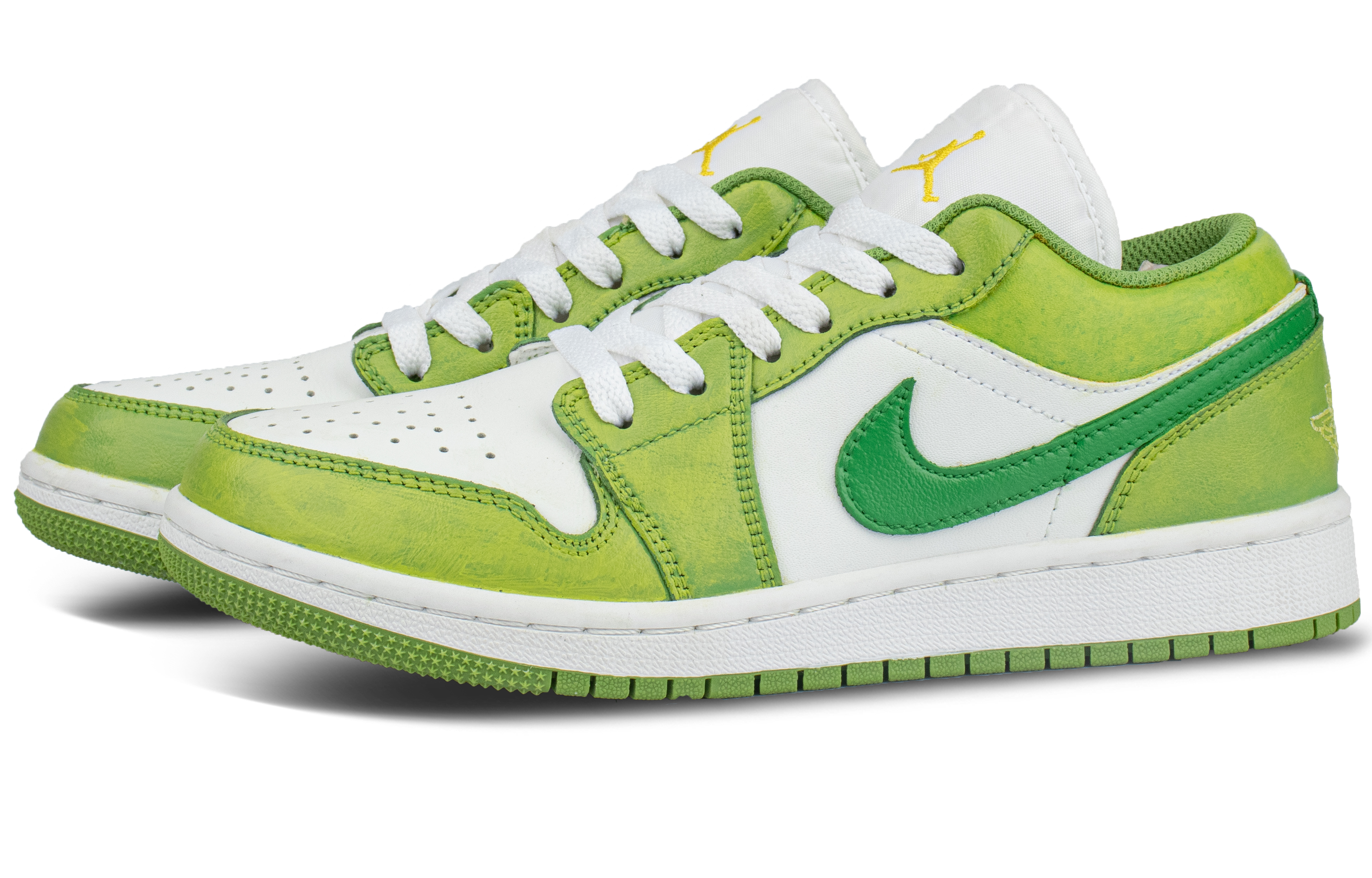 Jordan Air Jordan 1 Green Apple Abrasion Resistant Abrasion Resistant Low top Vintage Basketball Shoes Unisex