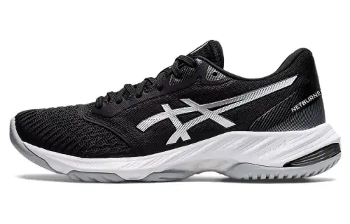Asics Netburner Ballistic FF 3 Fabric Synthetic Leather MT Low Top Volleyball Shoes Women's Black and White