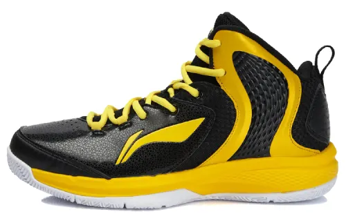 Li Ning Shadow 1 TD Cushioning Coverage Support High top Basketball Shoes Unisex Black Yellow