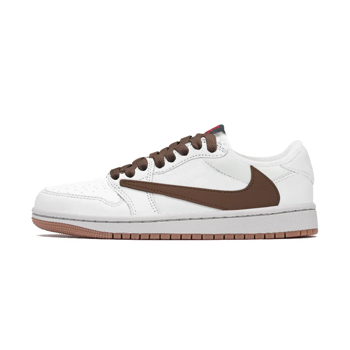 Jordan x Travis Scott Air Jordan 1 Versatile Low top Vintage Basketball Shoes Unisex White Brown