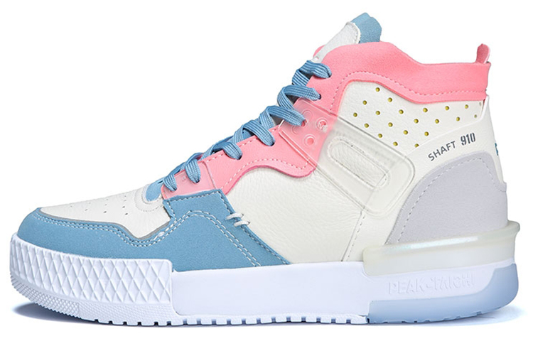 PEAK Taichi 910 Slip Resistant Abrasion Resistant High top Vintage Basketball Shoes Women’s Pink White