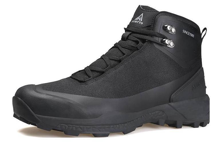HUMTTO Trendy Slip Resistant, Abrasion Resistant, Breathable High top Hiking Shoes Men’s Black
