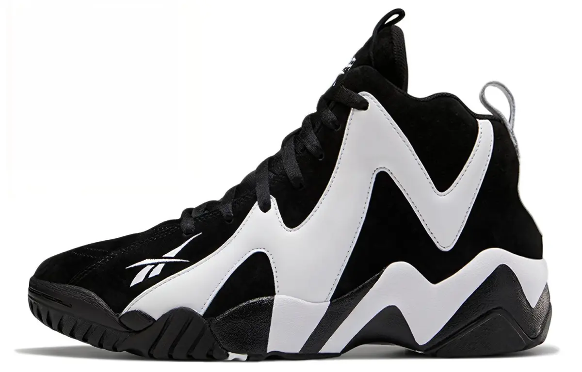 Reebok Kamikaze Volcano Collection II Cushioning Mid top Vintage Basketball Shoes Unisex Black White