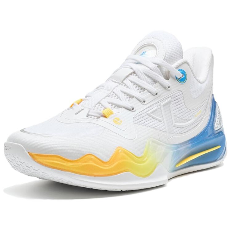 XTEP Slip Resistant Abrasion Resistant Mid top Basketball Shoes Men’s White Blue