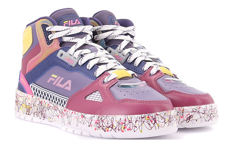 FILA FUSION Teratach Cushioning Mid top Vintage Basketball Shoes Women’s Blue Purple