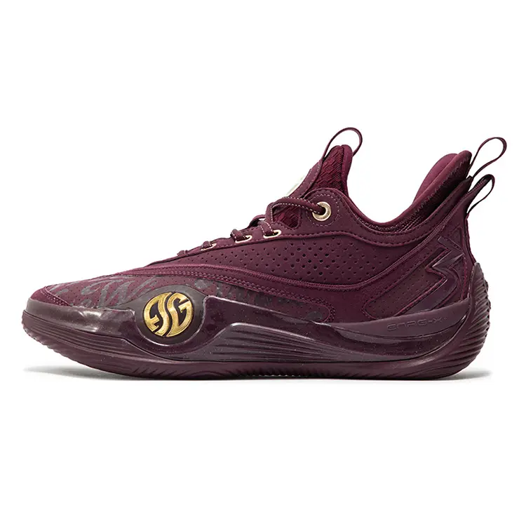 361° Zen 6 Prm red wine carbon critical inlay, fashionable and versatile, shock-absorbing, non-slip, wear-resistant and rebound, low-top basketball shoes, men's style, burgundy