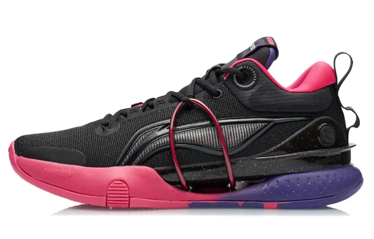 LiNing Li Ning Blitz 8 Premium 䨻Technology Fabric Synthetic Leather TPU Shock Absorbing Anti-Slip Wear Resistant Breathable Lightweight Low-top Light Foam/䨻 Practical Basketball Shoes Men's Black Pink