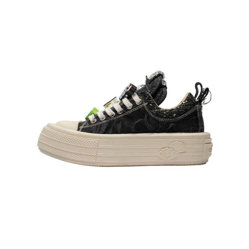 Foreshadow 'Double Uni' Sneaker Platform Low top Skateboard Shoes Women's Black