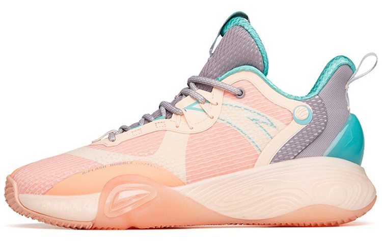 ANTA Bubble Bomb Basketball Shoes Men's Low Top Fluorescent Orange Red/Explosive Blue/Magic Carpet Gray