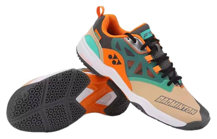 YONEX Cushioning, Wear Resistant Low top Badminton Shoes Unisex Brown Beige Yellow